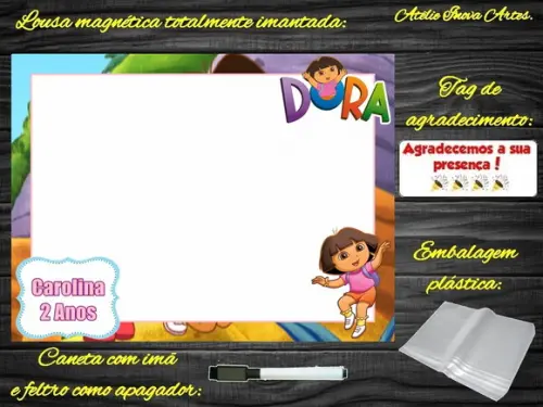 Lousa Magnética Dora Aventureira com Embalagem