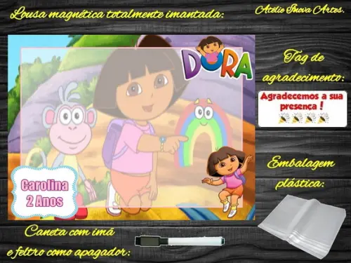 Lousa Magnética Dora Aventureira com Embalagem