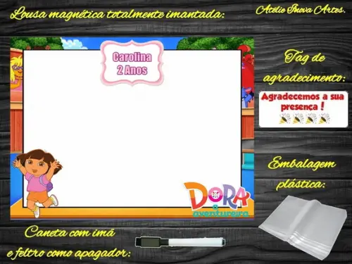 Lousa Magnética Dora Aventureira com Embalagem
