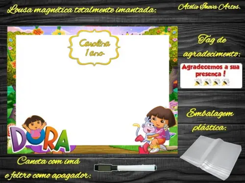 Lousa Magnética Dora Aventureira com Embalagem