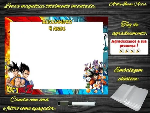Lousa Magnética Dragon Ball Z com Embalagem