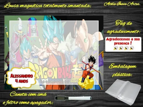Lousa Magnética Dragon Ball Z com Embalagem