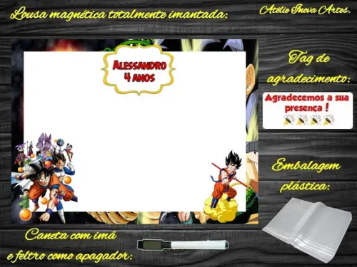 Lousa Magnética Dragon Ball Z com Embalagem