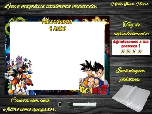 Lousa Magnética Dragon Ball Z com Embalagem