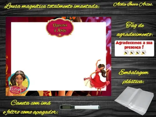 Lousa Magnética Elena de Avalor com Embalagem