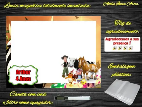 Lousa Magnética Fazenda do Zenon com Embalagem