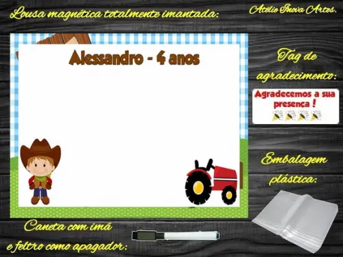 Lousa Magnética Fazendinha com Embalagem