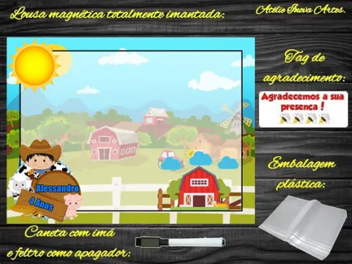 Lousa Magnética Fazendinha com Embalagem