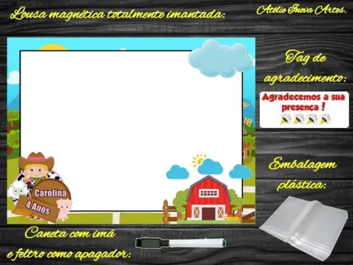 Lousa Magnética Fazendinha com Embalagem
