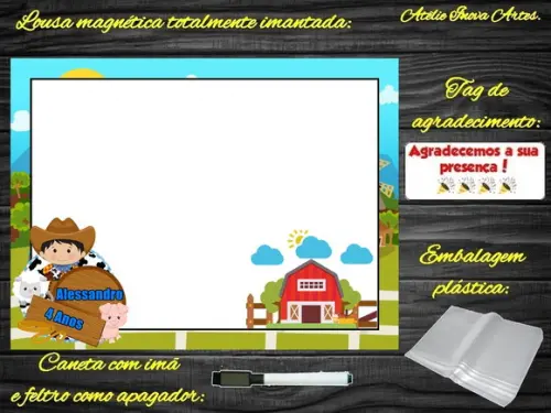 Lousa Magnética Fazendinha com Embalagem