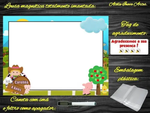 Lousa Magnética Fazendinha com Embalagem
