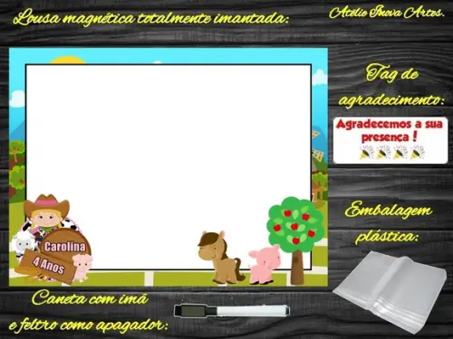 Lousa Magnética Fazendinha com Embalagem