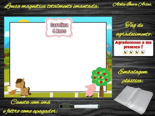 Lousa Magnética Fazendinha com Embalagem