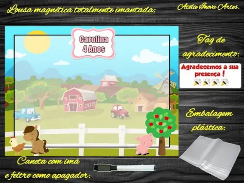 Lousa Magnética Fazendinha com Embalagem