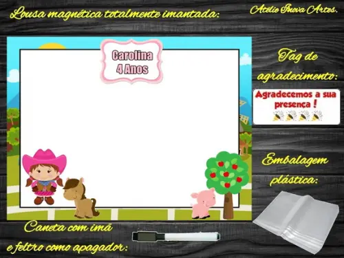 Lousa Magnética Fazendinha com Embalagem