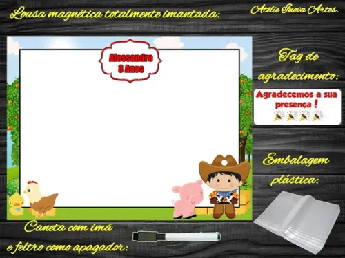 Lousa Magnética Fazendinha com Embalagem