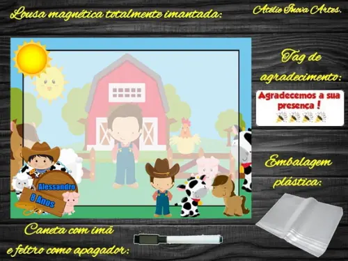 Lousa Magnética Fazendinha com Embalagem