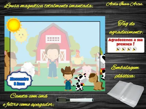 Lousa Magnética Fazendinha com Embalagem