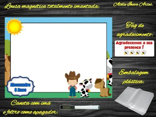 Lousa Magnética Fazendinha com Embalagem