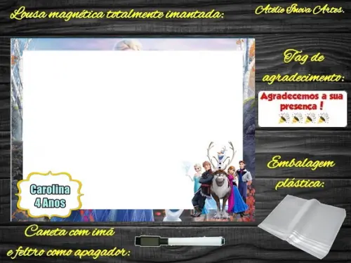 Lousa Magnética Frozen com Embalagem