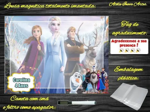 Lousa Magnética Frozen com Embalagem