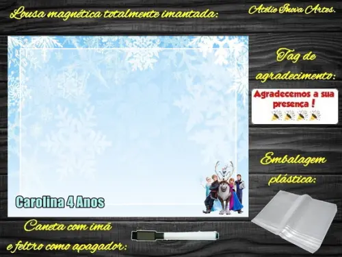 Lousa Magnética Frozen com Embalagem