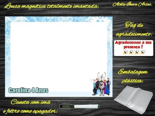 Lousa Magnética Frozen com Embalagem