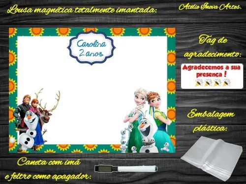 Lousa Magnética Frozen com Embalagem