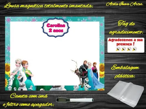 Lousa Magnética Frozen com Embalagem