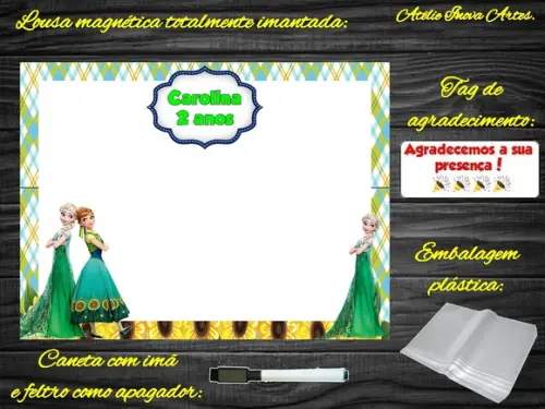 Lousa Magnética Frozen com Embalagem