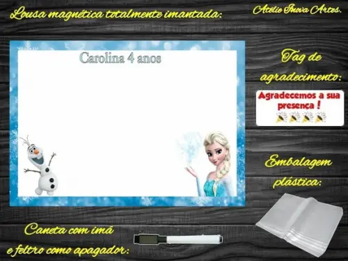 Lousa Magnética Frozen com Embalagem