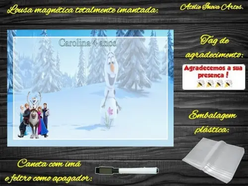 Lousa Magnética Frozen com Embalagem