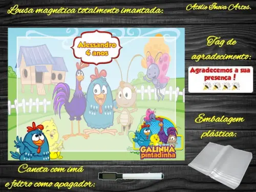 Lousa Magnética Galinha Pintadinha com Embalagem