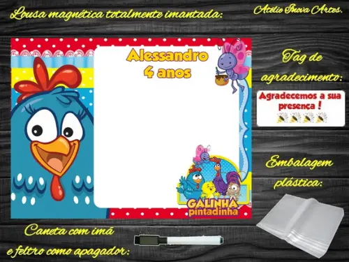 Lousa Magnética Galinha Pintadinha com Embalagem