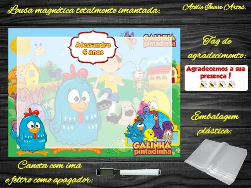 Lousa Magnética Galinha Pintadinha com Embalagem