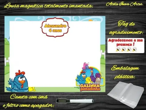 Lousa Magnética Galinha Pintadinha com Embalagem