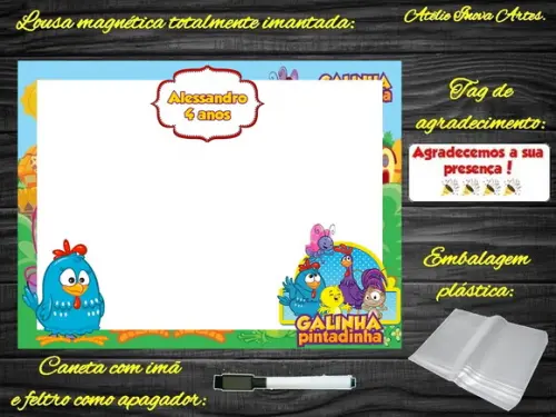 Lousa Magnética Galinha Pintadinha com Embalagem