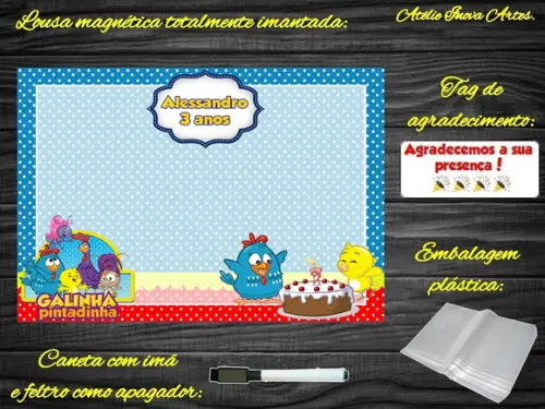 Lousa Magnética Galinha Pintadinha com Embalagem