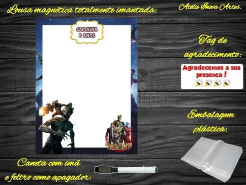 Lousa Magnética Guardiões da Galáxia com Embalagem