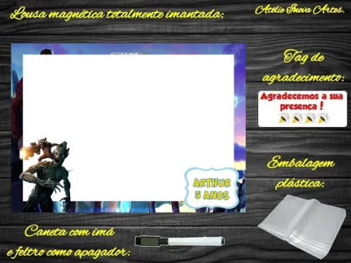 Lousa Magnética Guardiões da Galáxia com Embalagem