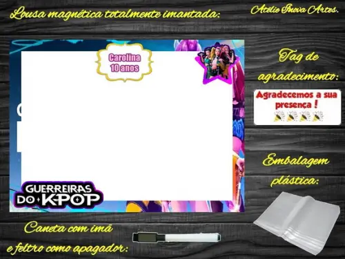 Lousa Magnética Guerreiras do Kpop com Embalagem