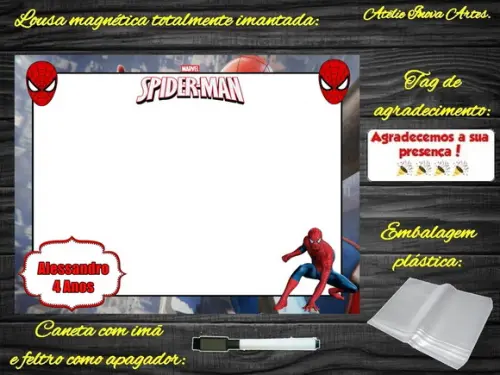 Lousa Magnética Homem Aranha com Embalagem