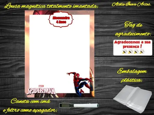 Lousa Magnética Homem Aranha com Embalagem