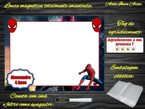 Lousa Magnética Homem Aranha com Embalagem