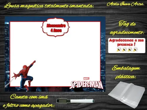 Lousa Magnética Homem Aranha com Embalagem