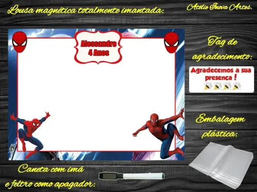 Lousa Magnética Homem Aranha com Embalagem