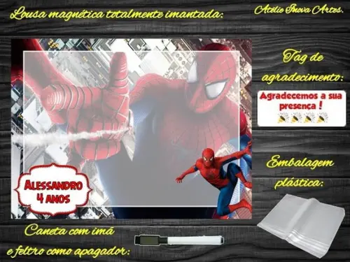Lousa Magnética Homem Aranha com Embalagem