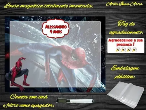 Lousa Magnética Homem Aranha com Embalagem