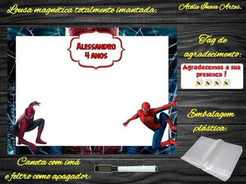 Lousa Magnética Homem Aranha com Embalagem