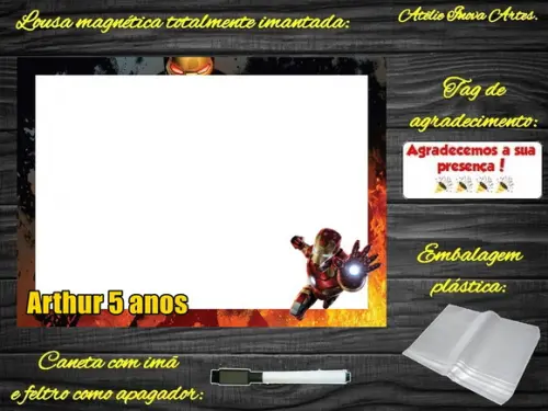 Lousa Magnética Homem de Ferro com Embalagem